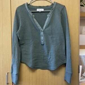 Henley Waffle-Knit Long Sleeve